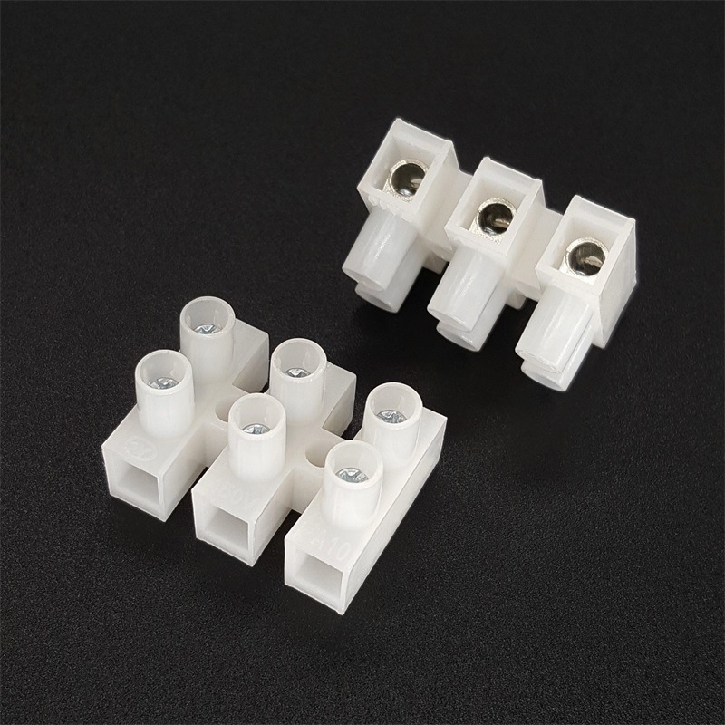 pa10三位接线端子带ln极性标三位接线柱10mm孔距贯通3p端子台