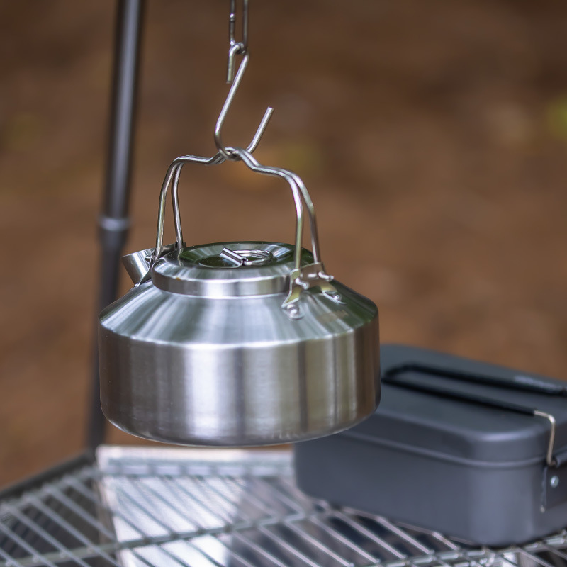 Outdoor 304 Stainless Steel Pot Teapot Non-Stick Fry Pan Frying Pan Soup Pot Kettle Camping Tableware Set for 3-4 People