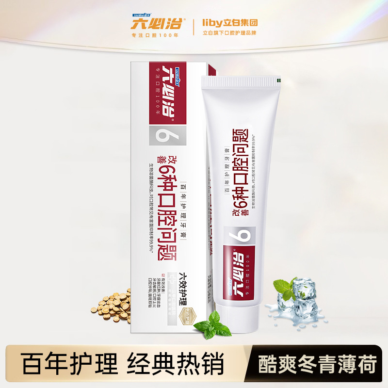 六必治百年护理牙膏100g  蓝天六必治炭丝能量牙刷1支