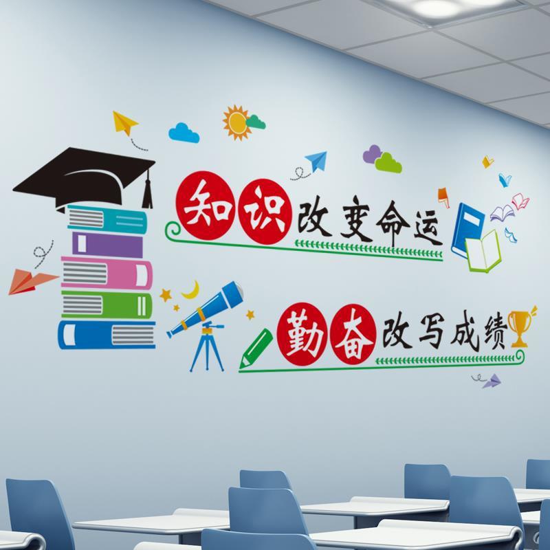 教室墙贴励志纸贴画教育培训机构托管班布置班级文化墙面装饰标语