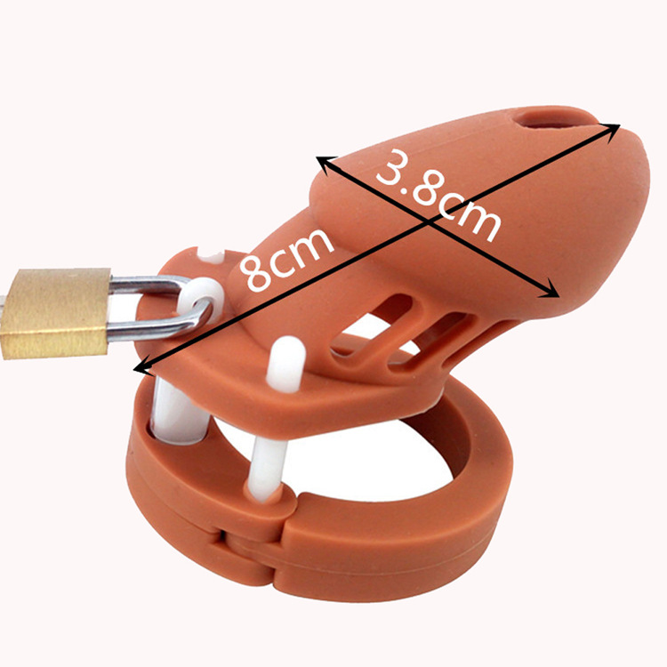 棕色硅胶长款cb贞洁锁jj笼男性贞操成人用品另类情趣性玩具