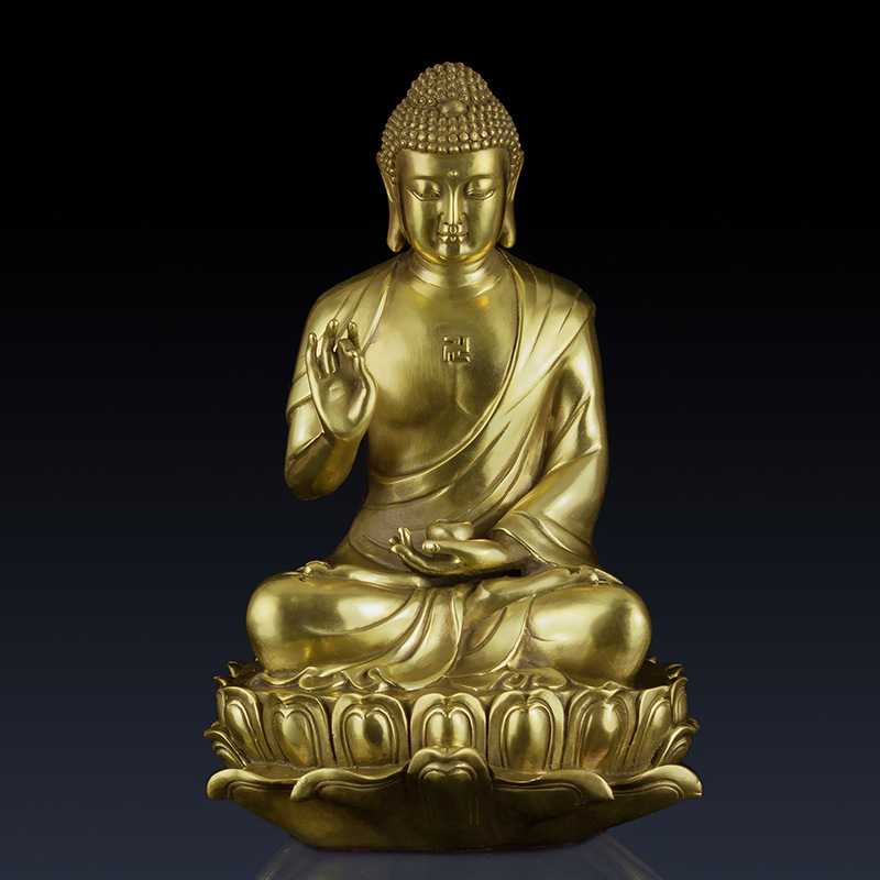 纯铜释迦牟尼佛摆件铜如来佛祖释迦摩尼家居客厅供奉铜工艺品摆件