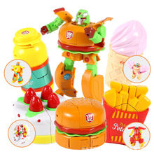 儿童食物变形玩具冰淇淋薯条汉堡机器人益智创意礼物男孩女孩套装