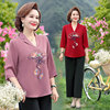 2022 new pattern mom Summer wear Easy By age Three Quarter Sleeve Chiffon T-shirt Blouse 40 middle age fashion Embroidery