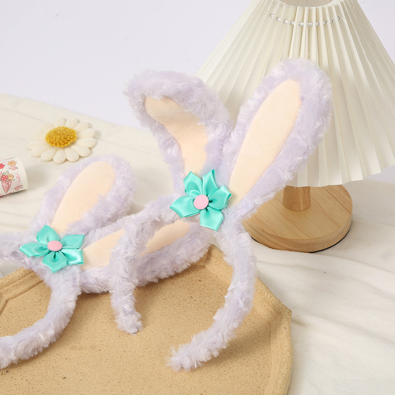 StellaLou Rabbit Ears Hair Hoop Korean Style Girl Cute Cartoon Doll Hair Band Hair Clip Headband Plush Washing Face Hair Band