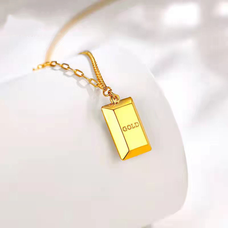 黄金暴富小金条gold项链足金999女款项链深圳水贝黄金现货批发