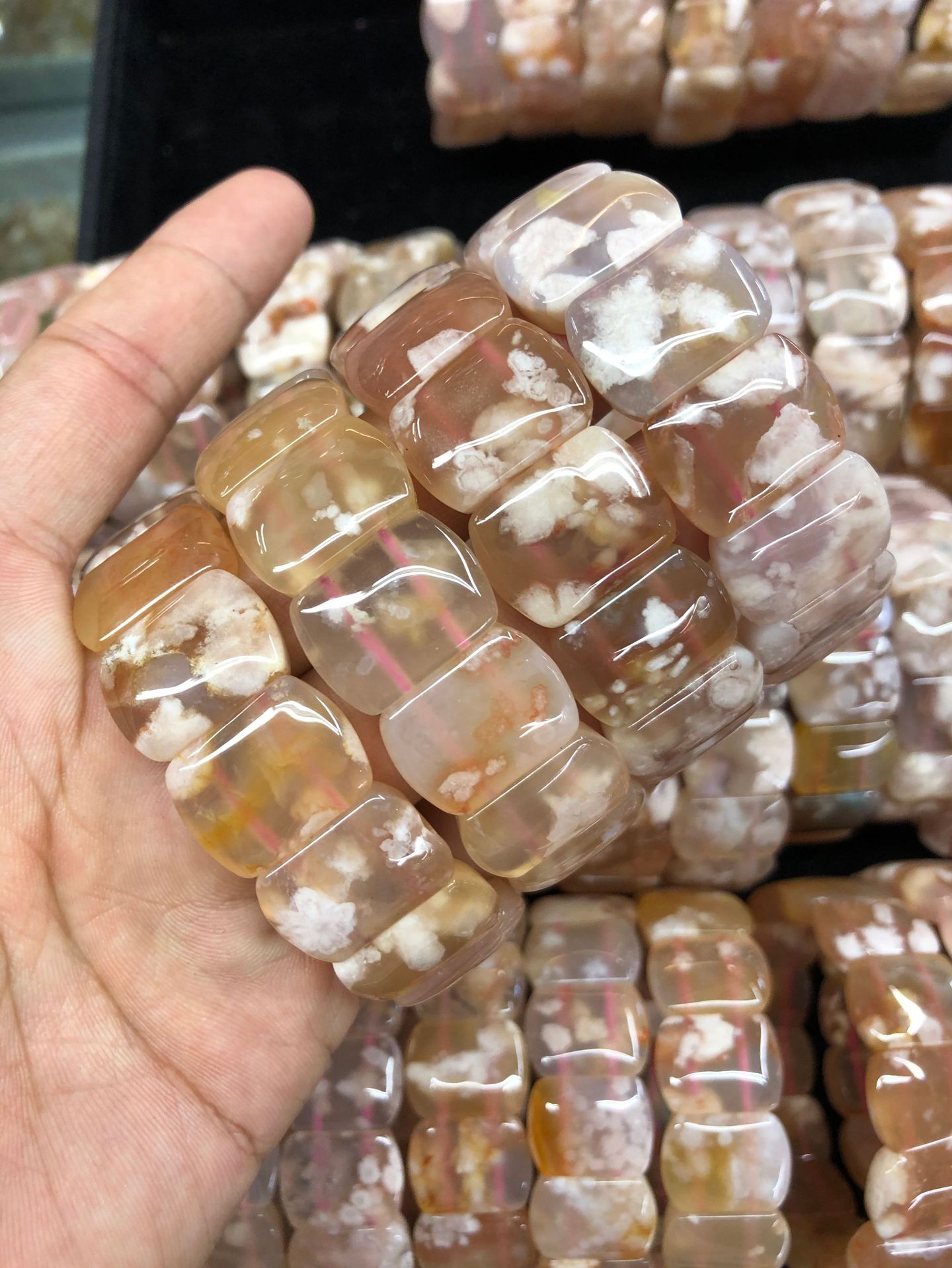 天然樱花玛瑙手牌手链 品质好做工漂亮款式时尚-阿里巴巴