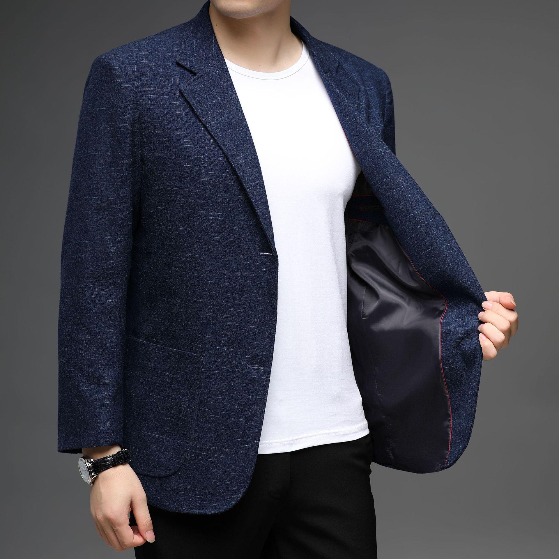 轻奢男款西装夹克休闲新春款西服男士潮流修身外套薄tt-kb702829