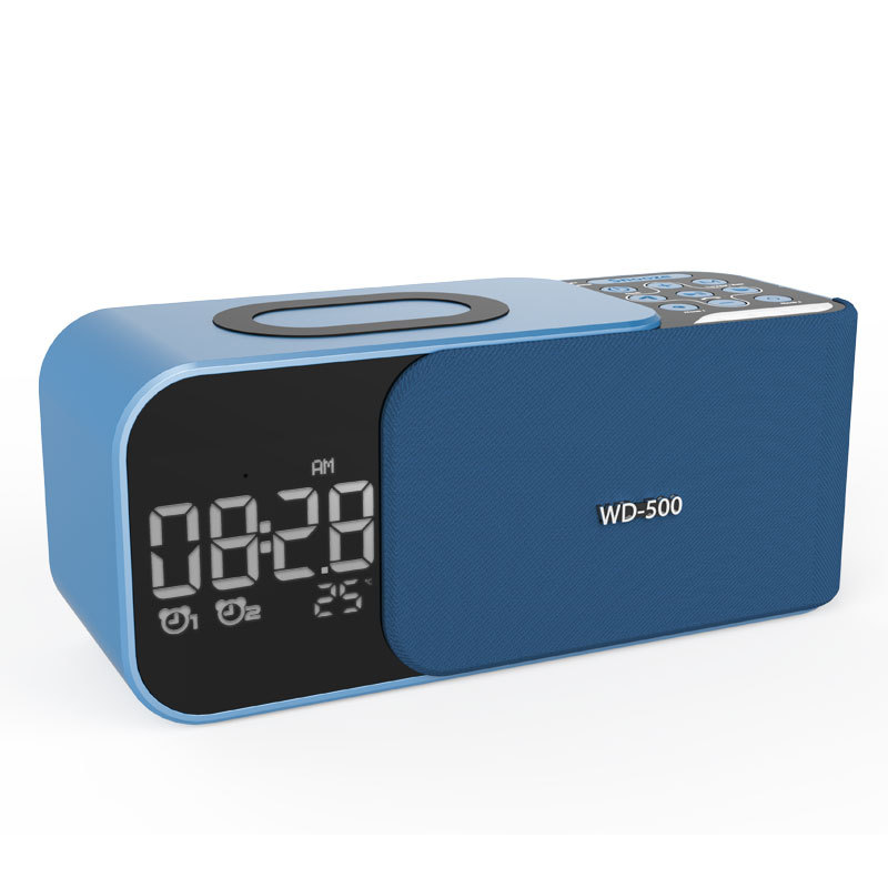 2023 New Private Model Three-in-One Wireless Charger Amazon Clock Double Alarm Clock Bluetooth Audio Bluetooth Speaker