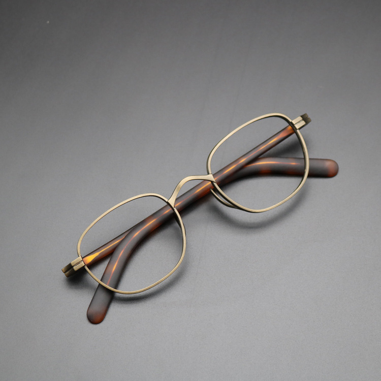 日本手造设计师个性方框磨砂古铜色纯钛复古眼镜全框男女可配度数