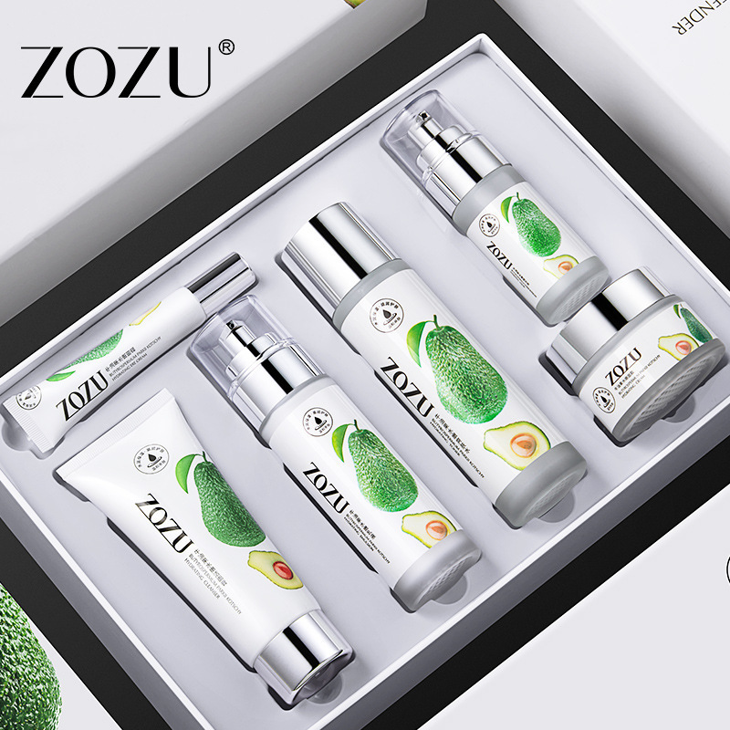 Zozu Avocado Skin Care Kit Moisturizing Moisturizing Six-Piece Set Skin Rejuvenation Brightening Skin Color Skin Care Product Set Wholesale