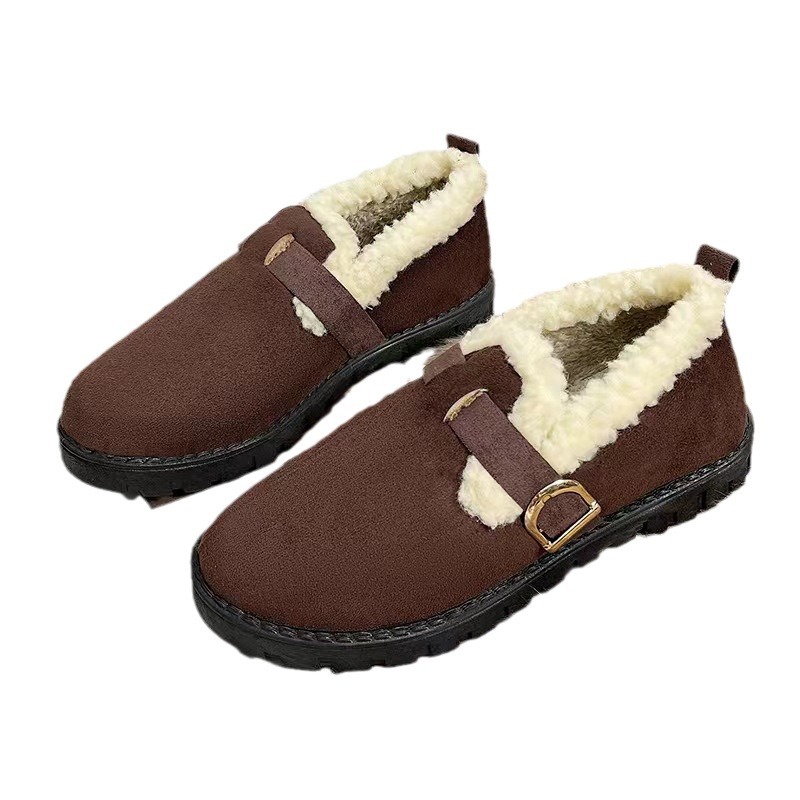 Fluffy Shoes Outerwear Women's Winter 2023 New Lamb Wool Pregnant Women's Gommino Fleece-Lined Platform Insulated Cotton-Padded Shoes Women