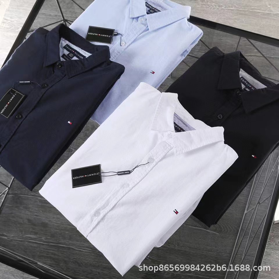23ss秋季款汤米牛津纺男士商务休闲tommy 长袖衬衫纯棉舒适版衬衣
