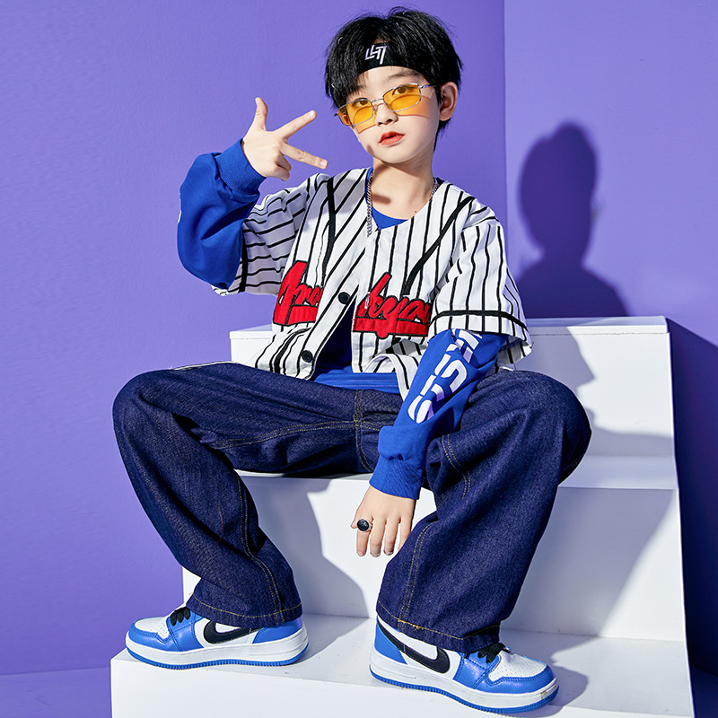 儿童hiphop街舞潮服酷帅男童套装男孩嘻哈表演服女童爵士舞演出服