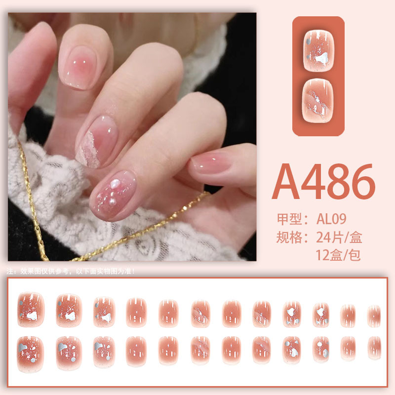 Wear Nail Nail Sticker Fake Nails Removable Summer Lemon Ice Transparent Popular Tiktok Hot Sale Nail Hair Generation