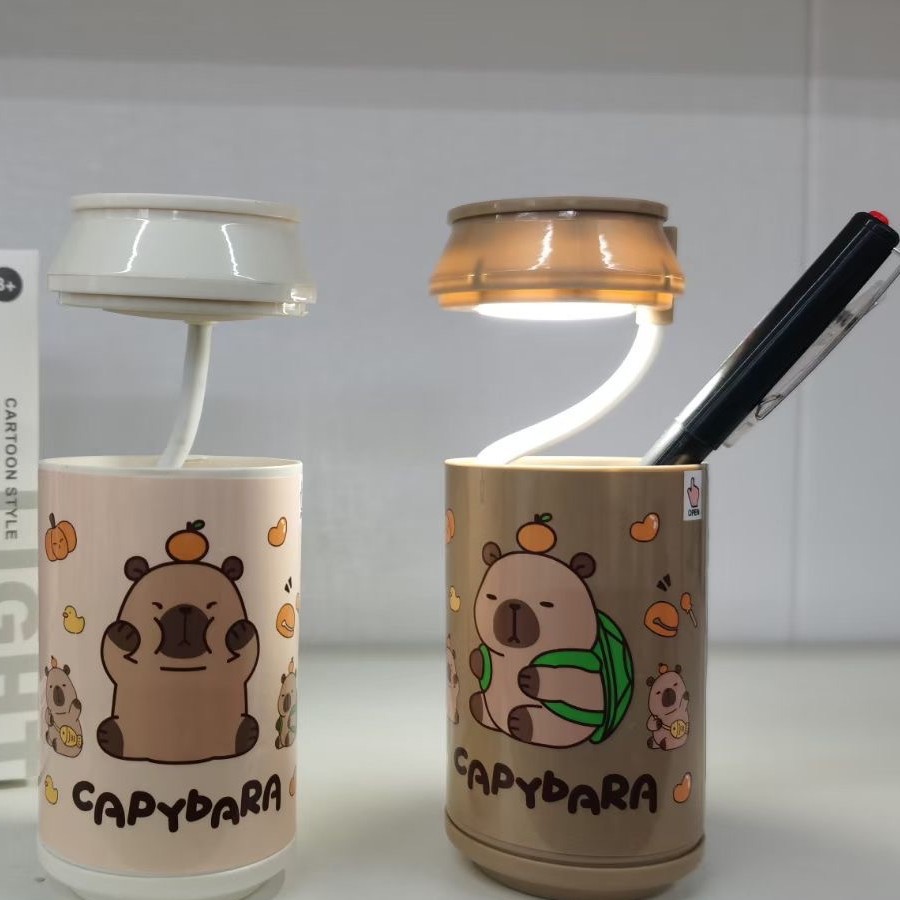 foreign trade export cartoon capabala cans with pen holder table lamp foldable telescopic usb rechargeable desk lamp