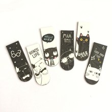 6pcs /Set Kawaii Oreo Cat Cactus Magnetic Bookmarks Books M