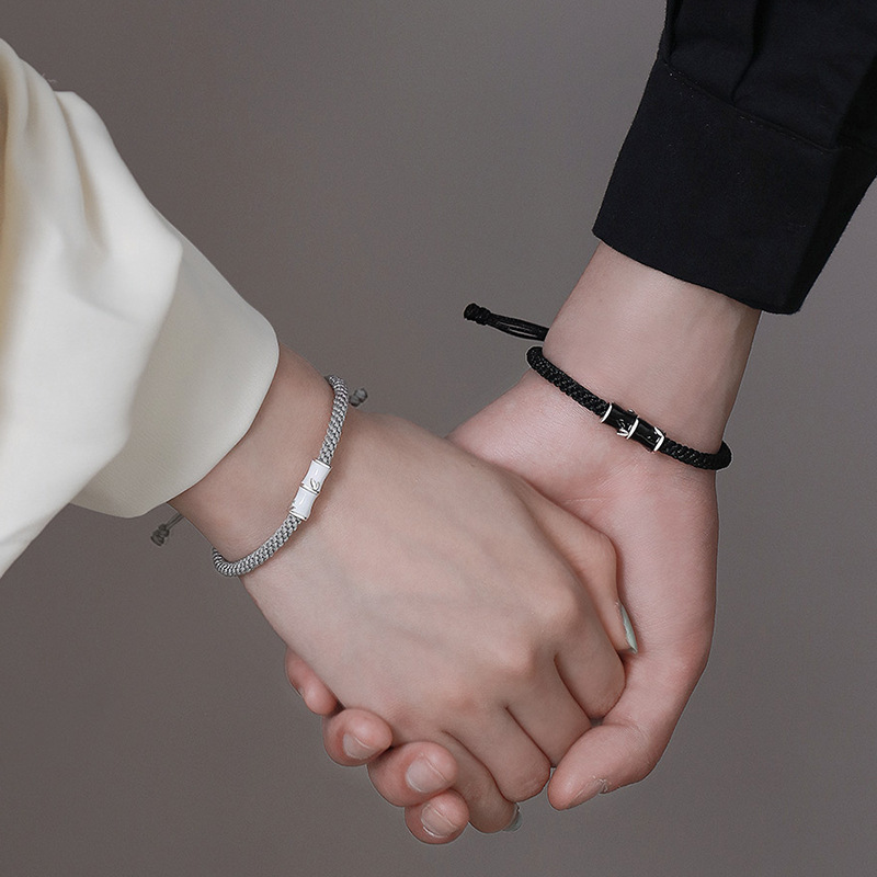 有你竹矣情侣手链一对纯银首饰品批发爆款情侣手链编绳小众学生款