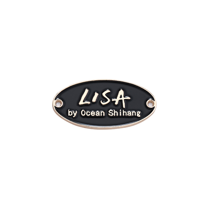 Zinc Alloy Clothing Logo Nameplate Can Be Fixed Rectangular Metal Punching Stitching Metal Badge Zinc Alloy Label