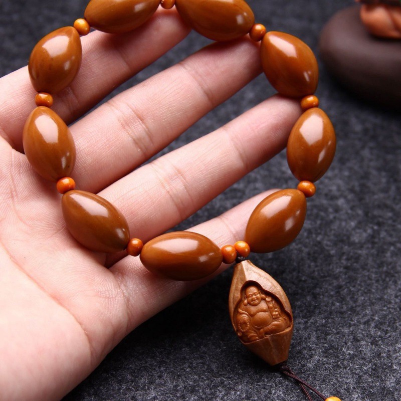 橄榄核手串手工刻弥勒佛手链男士素核文玩女手把老油核胡-阿里巴巴