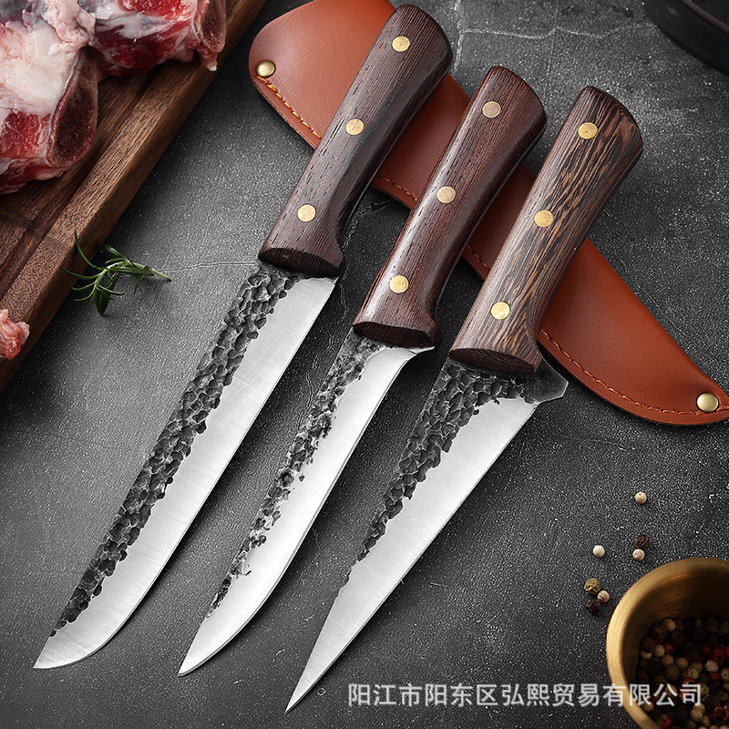 剔骨刀专用屠宰刀手工锻打屠夫杀猪刀尖刀分割剥皮刀剃骨刀具套装