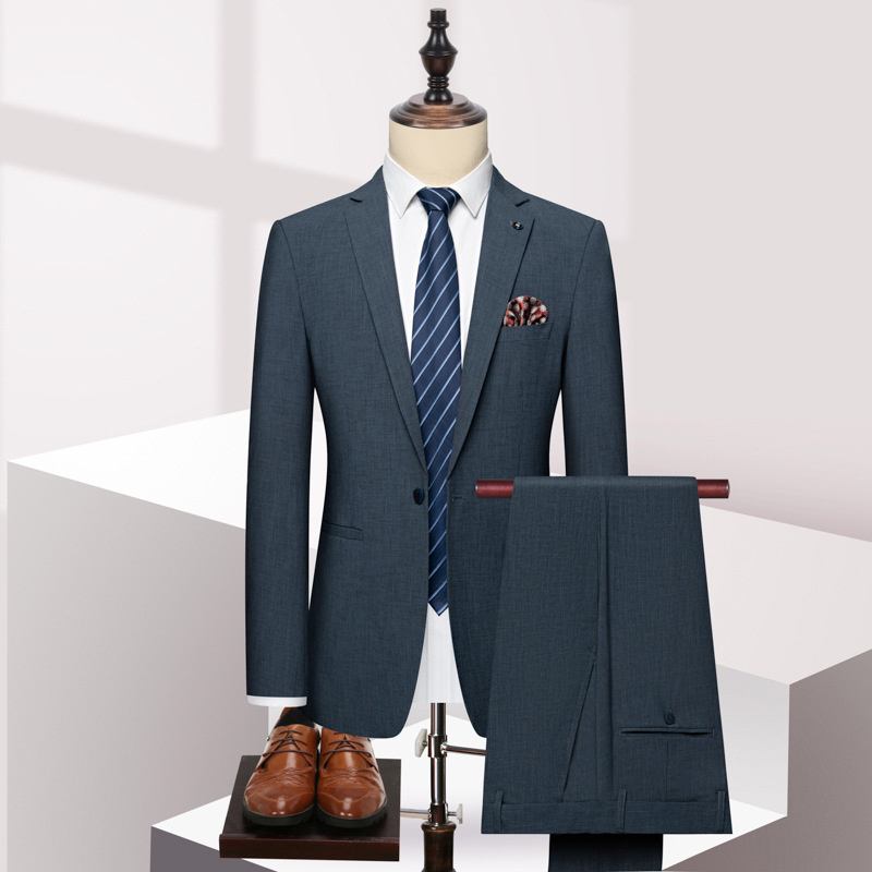 外贸剪标男士西服套装商务修身免烫抗皱上班职业装两件套结婚礼服