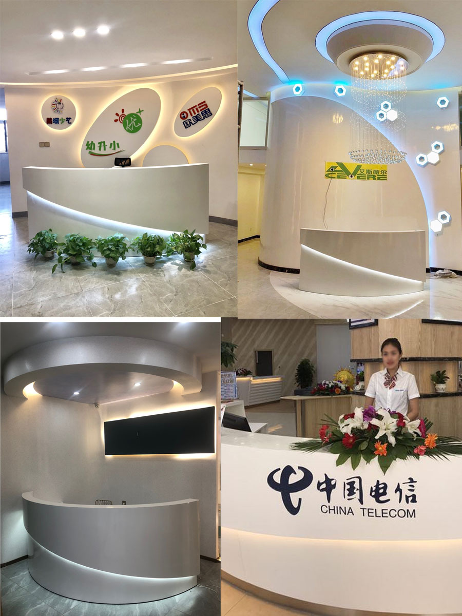 批发弧形前台接待台形象台时尚圆形迎宾台上海烤漆公司大厅大吧台