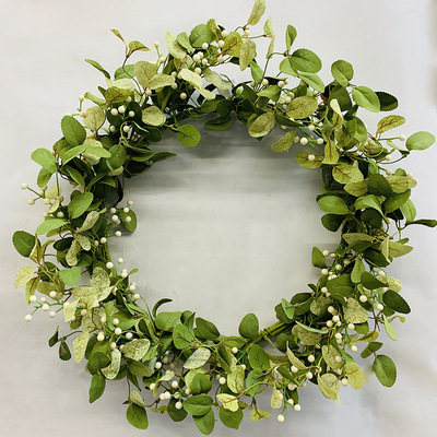 厂家直供跨境亚马逊供应装饰道具门挂仿真尤加利叶桉树叶花环草环