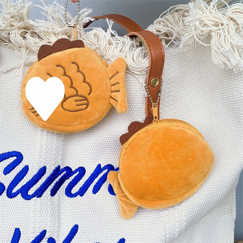 零钱包毛绒挂件可爱鲷鱼烧耳机口红硬币数据线小鱼包包钥匙扣包包