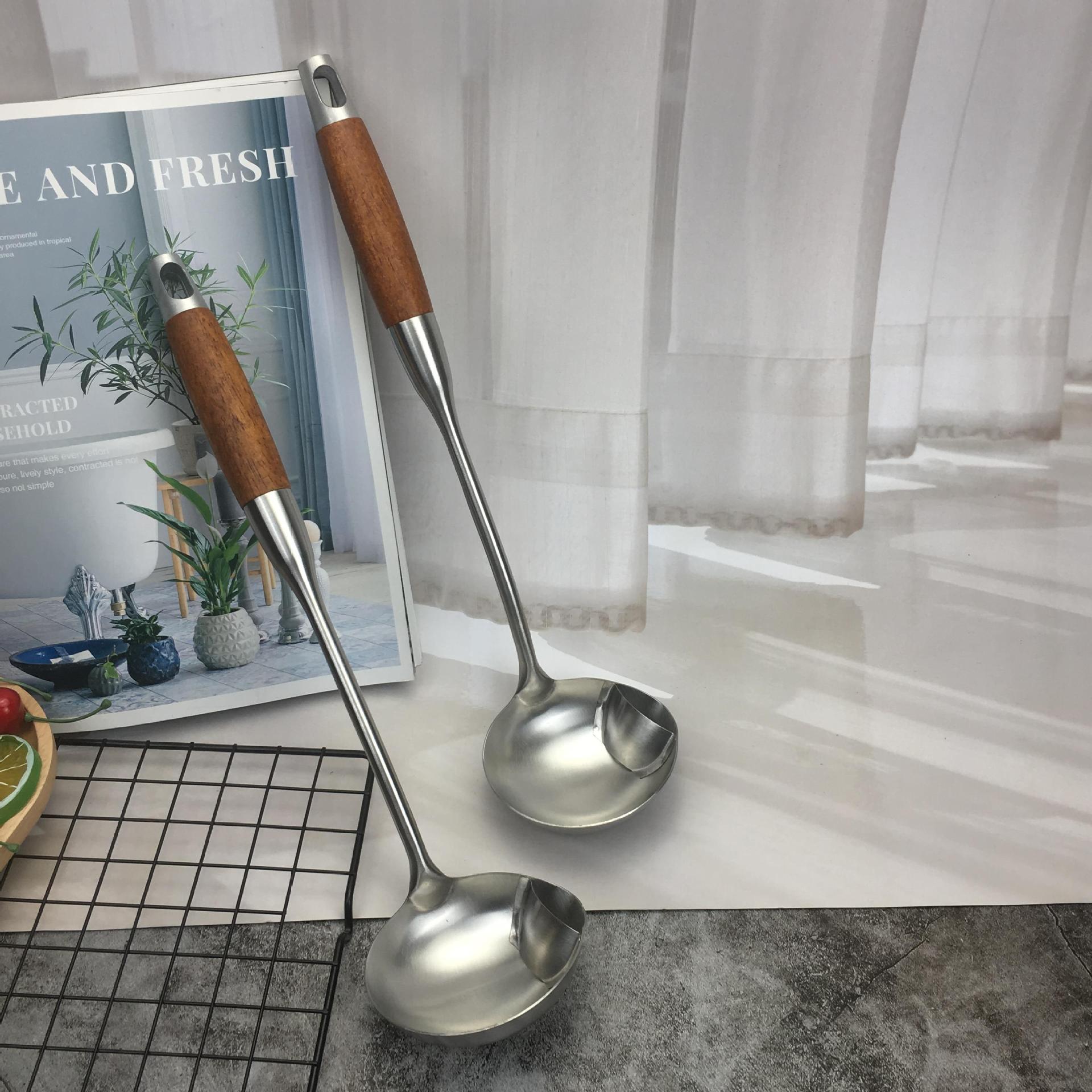 304不锈钢滤油勺 花梨木隔油勺 格油勺 油汤分离器 厨具 厨房用具