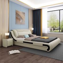 储物软皮单双人床现代风主卧室1.8米大床极简婚床北欧1.5米皮艺床
