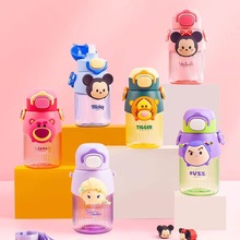 迪士尼儿童水杯带吸管背带幼儿园水壶卡通可爱冰雪公仔可发声水杯