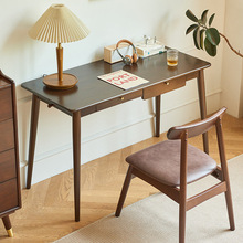 北欧实木电脑桌简约现代家用办公桌子小户型学生写字桌书桌书架