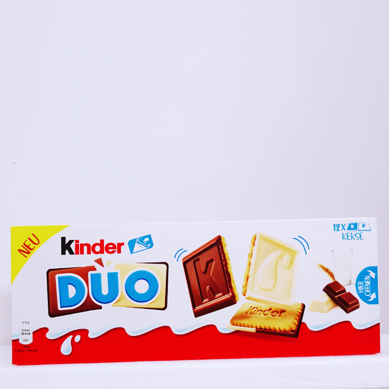 德国进口kinder duo双层牛奶巧克力夹心饼干12片入150g儿童零食