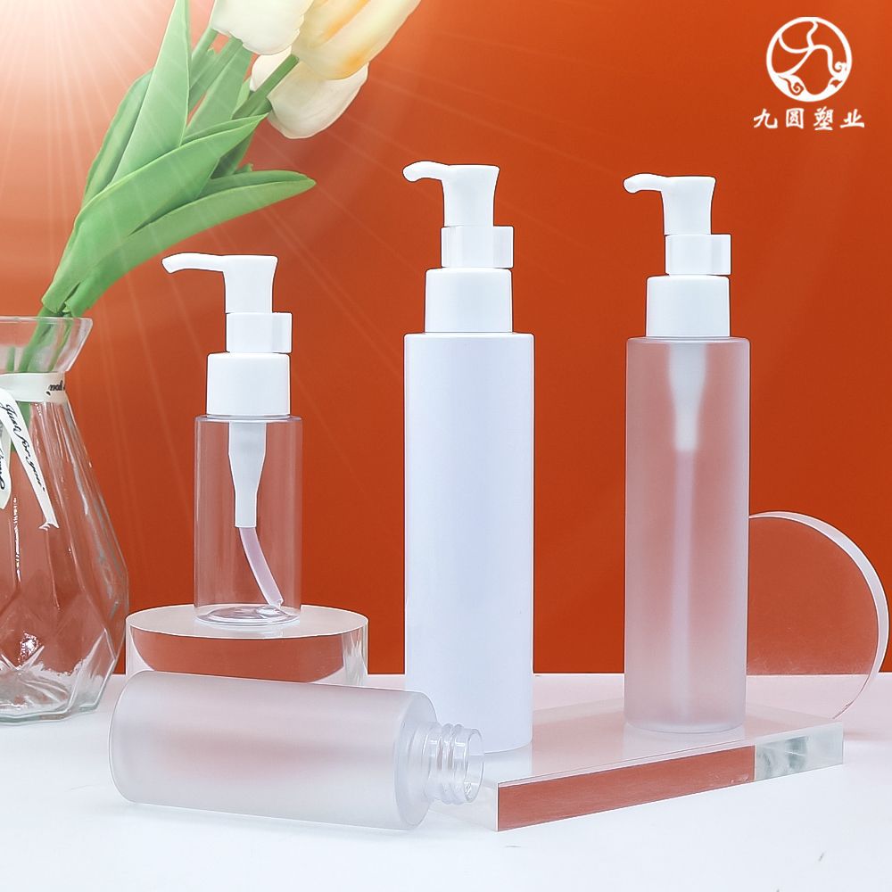 现货白色平肩洗面奶瓶pet塑料身体乳瓶80100ml按压卸妆油瓶