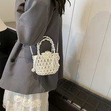 小众设计流行包包时尚ins 珍珠手提包新款法式百搭斜挎包儿童可背
