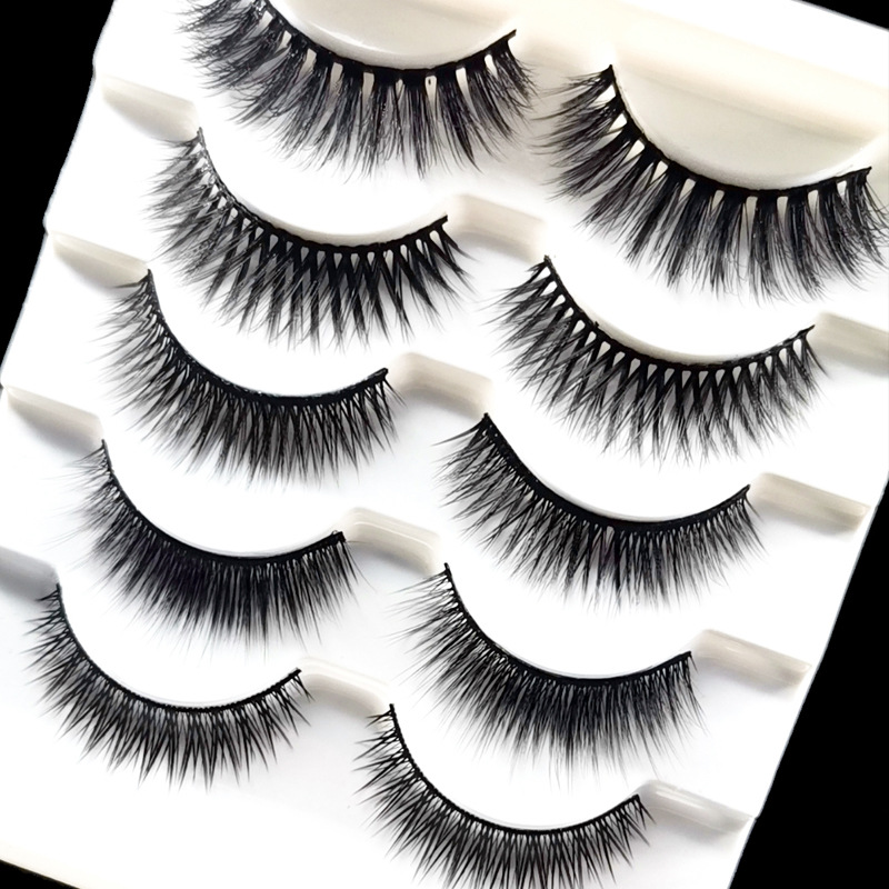 3d新款水貂毛化纤自然浓密逼真塑料棉线梗 假睫毛眼睫毛跨境电商