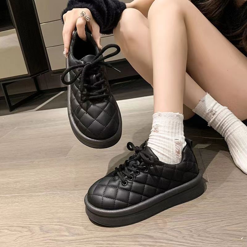 Winter New Women's Big Head Bread Shoes Fleece-lined Thickened Casual Shoes Women's Snow Cotton Boots Outdoor Lazy Shoes Wholesale