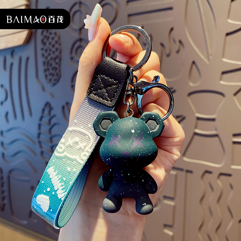 Creative Cartoon Gradually Chameleon Bear Keychain Exquisite Resin Toy Couple Package Pendant Car Accessories Key Chain