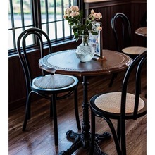 复古实木铁艺海鸥咖啡桌美式圆桌中古家具loft风法式酒吧甜品桌椅
