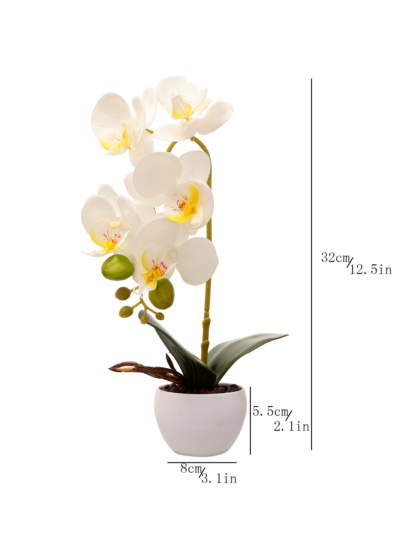 New Two-Fork Phalaenopsis Large Bonsai Green Plant Factory Direct Flower Creative Decoration Artificial Plant Fake Flower Green Plant