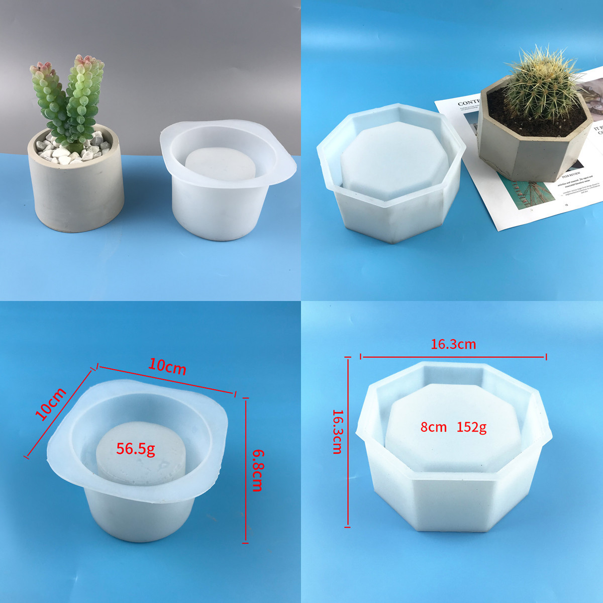 diy方圆水泥花盆模具硅胶水机双层手工自制石膏多肉花盆花瓶材料