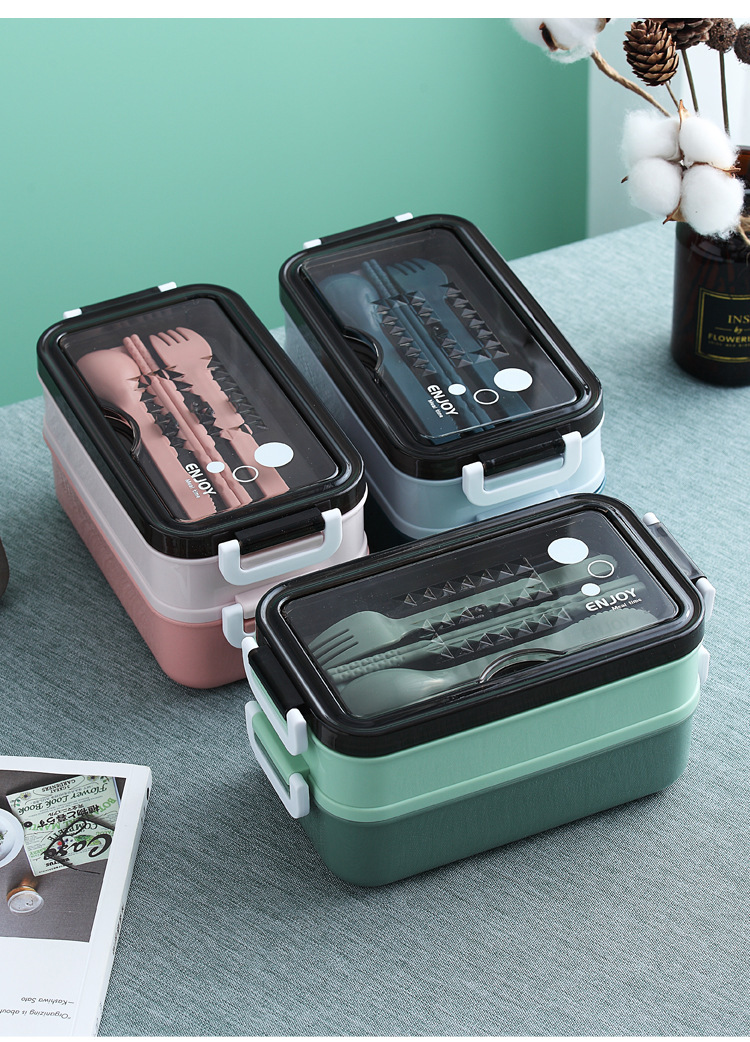 大容量便当盒多层饭盒塑料办公车载可微波炉加热分格双层午餐盒