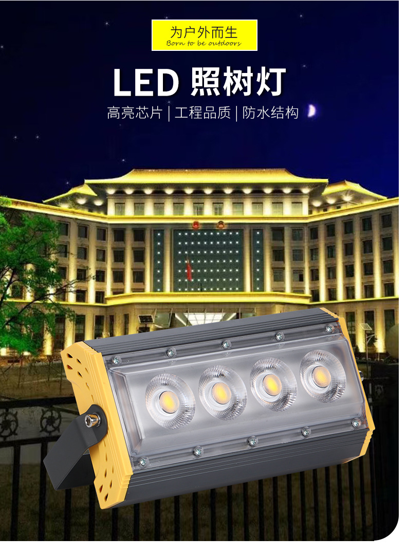 led四眼投光灯户外投射防水照树灯七彩高亮草坪绿化景观投射灯