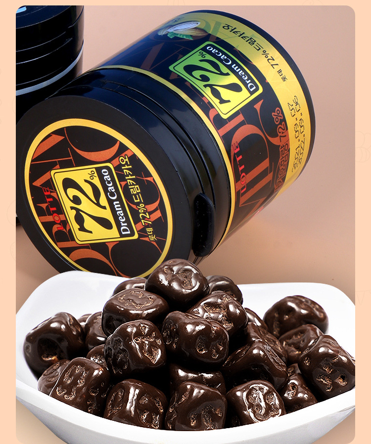 韩国乐天梦巧克力72�%脆香米巧克力豆可可朱古力豆lotte巧克力