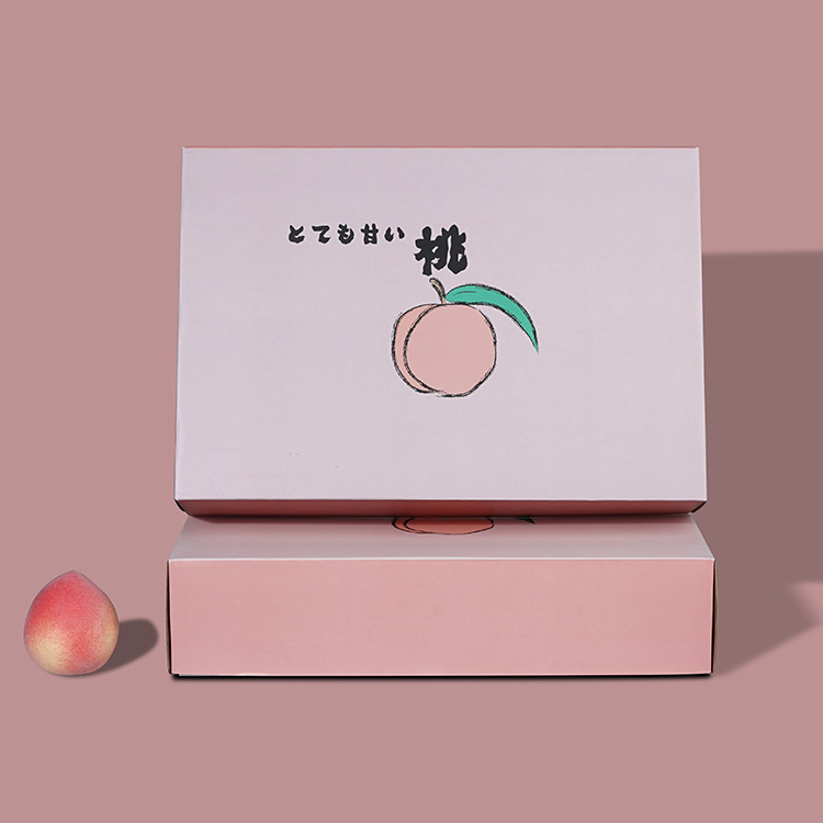 水果包装盒桃子礼盒水蜜桃鲜桃包装盒精美创意天地盖礼品盒子批发