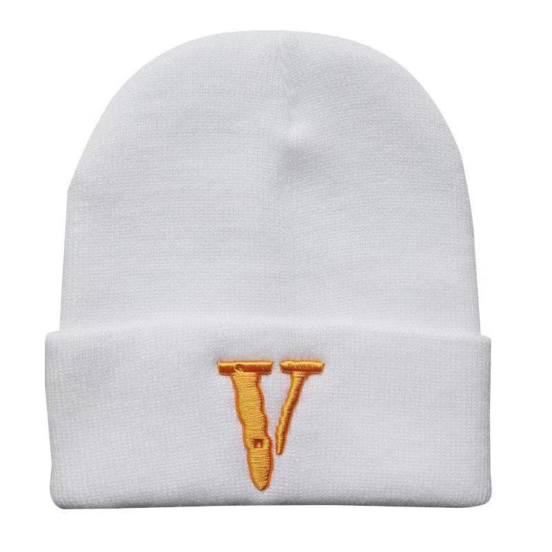 Men's and Women's Autumn and Winter Letter V Personalized Three-Dimensional Embroidery Knitted Hat Ski Cap Sleeve Cap Men's and Women's Student Wool Hat