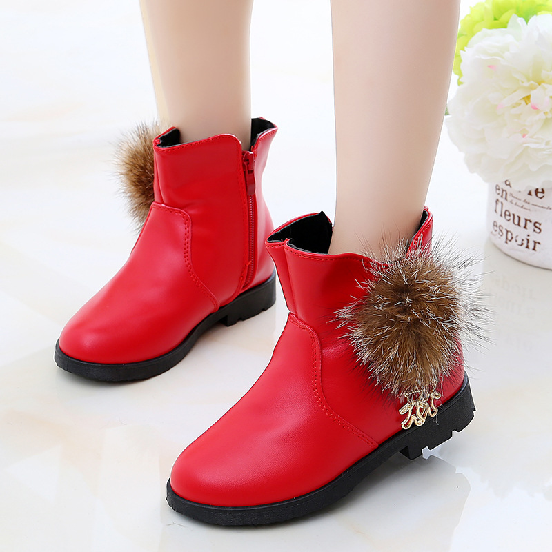 女童靴子2019年新款冬季短靴雪地冬鞋大童加绒棉鞋马丁儿童鞋