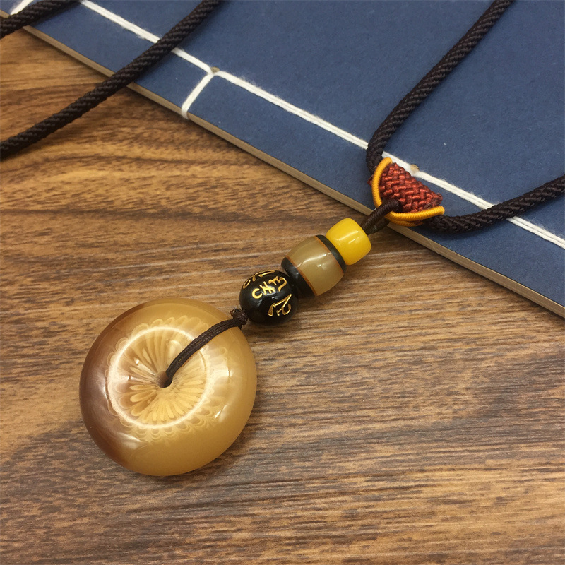 新款羚羊角平安扣项链 中长款菩提原创毛衣链男女款配饰衣饰
