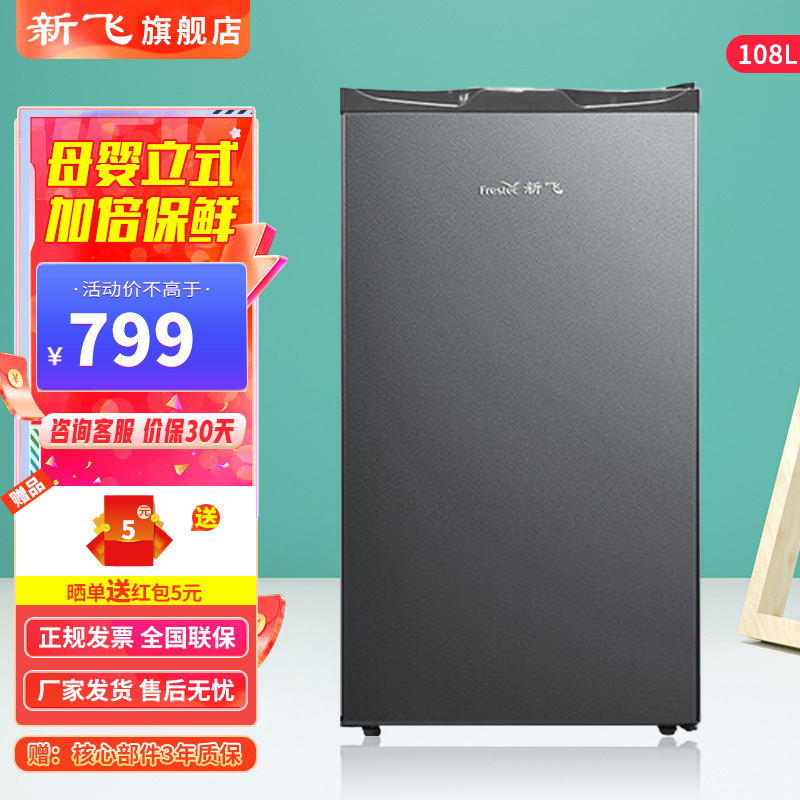新飞立式冰柜家用商用冷冻柜大容量一级能效省电节能租房小冰柜